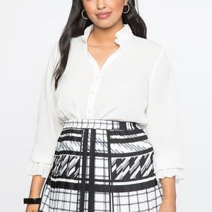 Eloquii Premier Long Sleeve Ruffle Hem Blouse